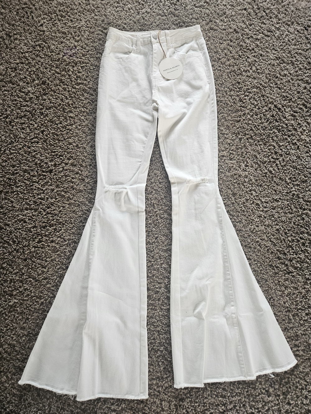 White Women's Size Small Flare Jeans - Wide Leg Style